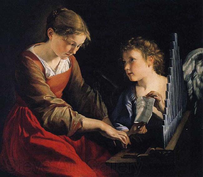 Orazio Gentileschi Saint Cecilia with an Angel France oil painting art